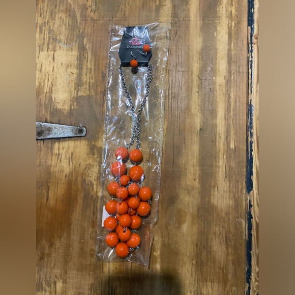 Necklace and Earring Set Statement Piece,Pop-YOU-Lar Culture-Orange Set - Picture 2 of 5